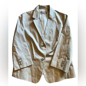 Liz Claiborne Khaki Blazer Size 14 Double Button Lightweight - spring & summer